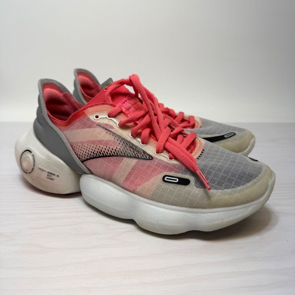 Brooks Aurora-BL Womens 7.5 Shoe Gray Red Running Racing Sneaker 1203541B068 Gym